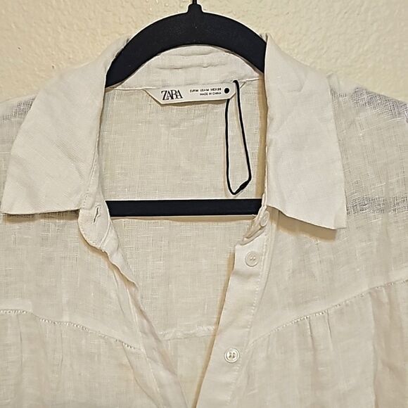 ZARA LINEN TIERED BLOUSE SIZE M - Picture 2 of 10